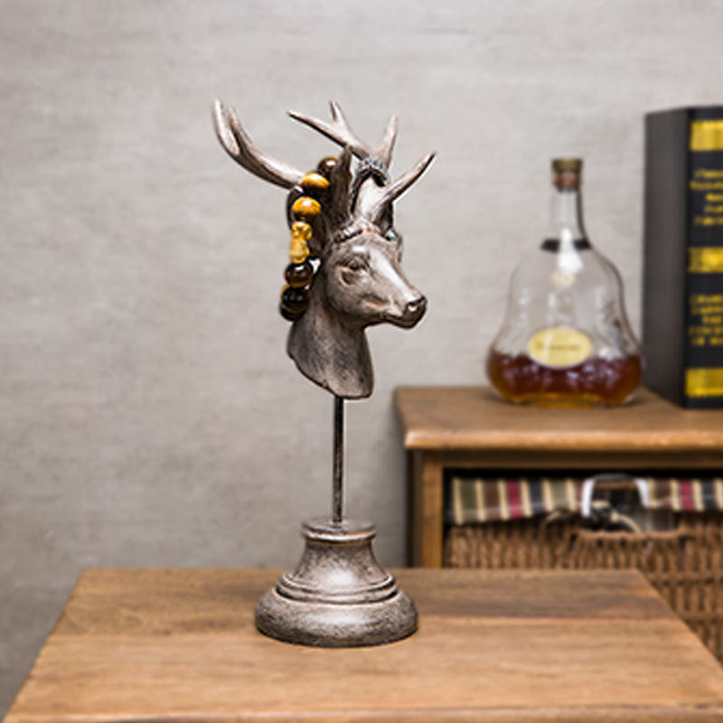 Luxury Deer Head Sculpture – Modern Resin Home Decor Ornament (Elegant Table Display)
