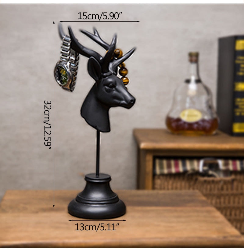 Luxury Deer Head Sculpture – Modern Resin Home Decor Ornament (Elegant Table Display)