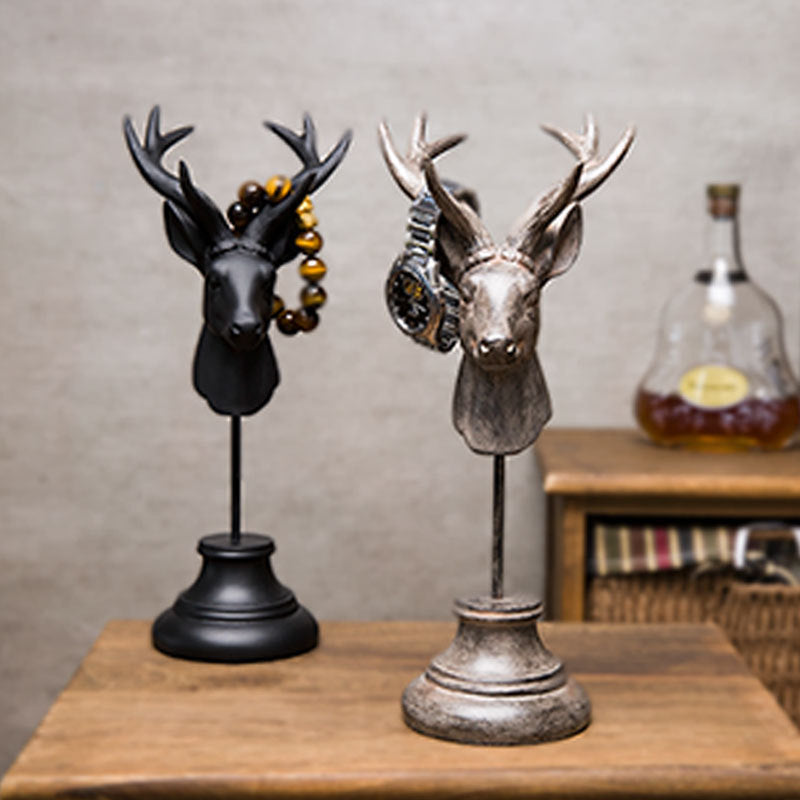 Luxury Deer Head Sculpture – Modern Resin Home Decor Ornament (Elegant Table Display)