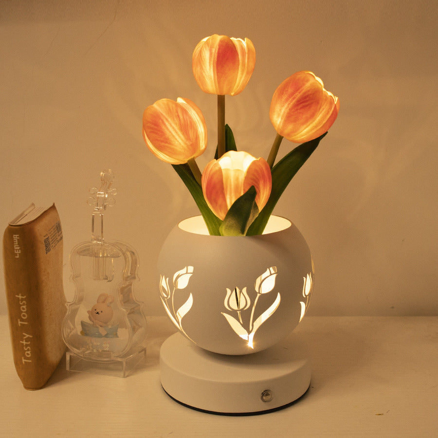 Tulip Flower LED Table Lamp – Warm Glow Decorative Night Light
