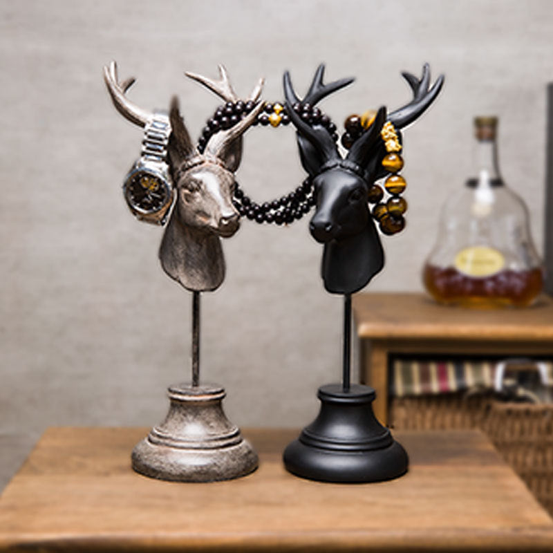 Luxury Deer Head Sculpture – Modern Resin Home Decor Ornament (Elegant Table Display)