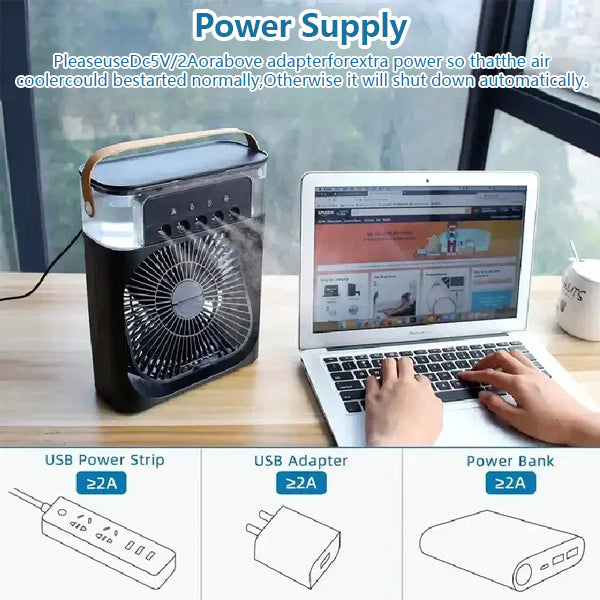Portable Desk Air Cooler – Cooling Fan, Humidifier & Night Light