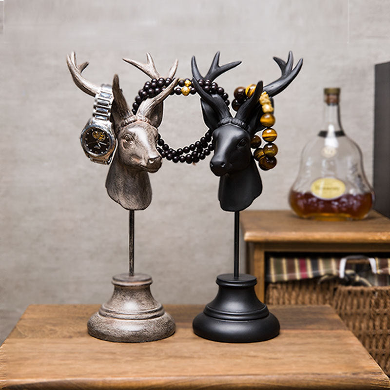 Luxury Deer Head Sculpture – Modern Resin Home Decor Ornament (Elegant Table Display)