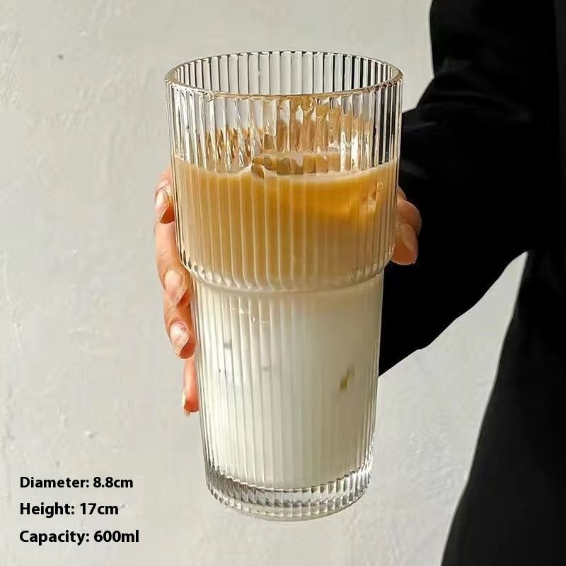 Premium Glass Coffee Cup with Lid & Straw – 550ml Reusable Tumbler