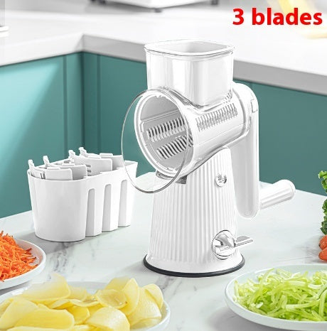 3-Blade Rotary Vegetable Chopper & Cheese Grater for Easy Prep