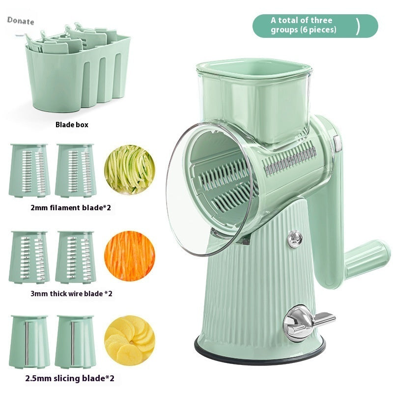 3-Blade Rotary Vegetable Chopper & Cheese Grater for Easy Prep