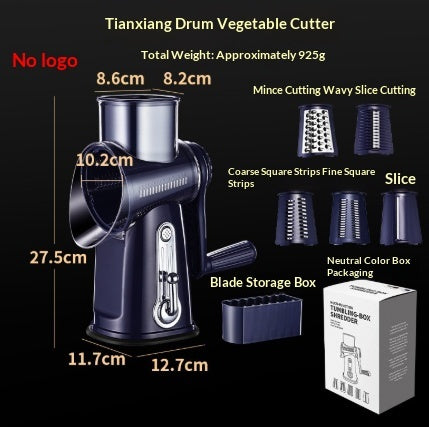 3-Blade Rotary Vegetable Chopper & Cheese Grater for Easy Prep